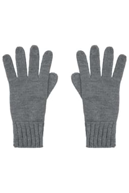 Knitted gloves in a grey colour, featuring ribbed cuffs and a textured finish. The gloves display a classic design.