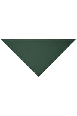 A triangular scarf in a deep green hue, featuring a simple design with no visible branding.