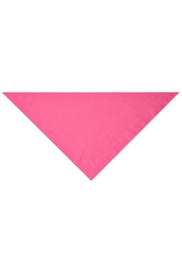 A triangular scarf in a vibrant pink colour, featuring a simple design and no visible branding.
