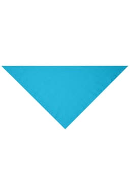 A triangular scarf in a vibrant turquoise colour, featuring a simple design with no visible branding.