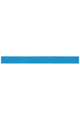 A blue ribbon for promotional use, featuring a smooth texture and a branding logo.