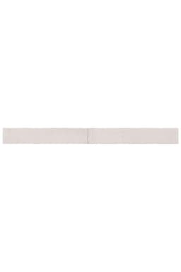 A promotional ribbon for hats in a light grey colour, featuring a simple design and a logo.
