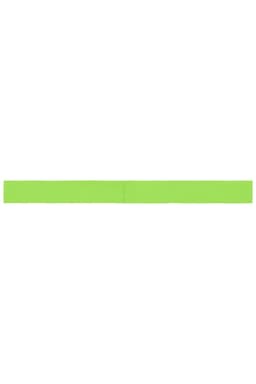 A vibrant green promotional ribbon, suitable for hats, featuring a logo or branding element.