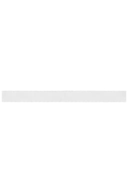 A white promotional ribbon with a smooth texture, featuring a logo at one end.