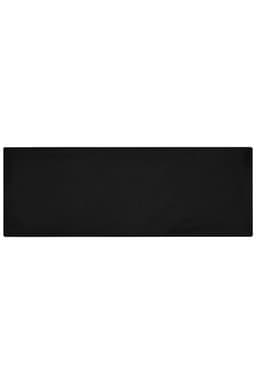 A running headband in solid black, featuring a logo, suitable for sports activities.