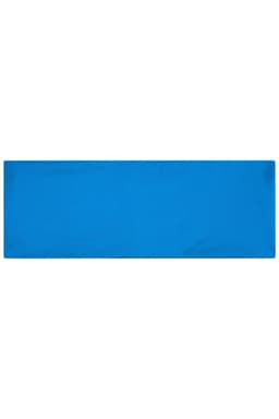A blue running headband with a smooth texture. The product features a logo.