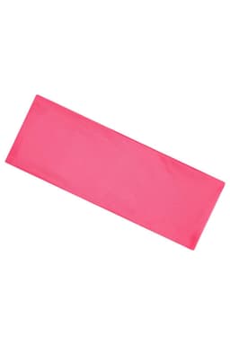 A pink running headband featuring a simple design and a smooth texture, with a small logo at one end.