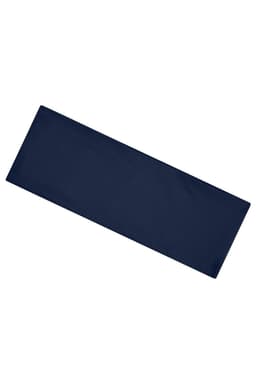 A navy running headband with a smooth, stretchy fabric and an integrated logo.