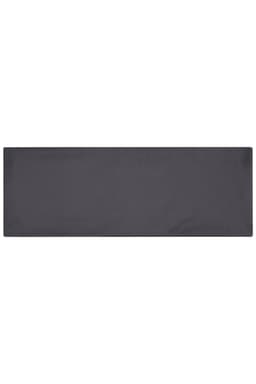 A running headband in dark grey with a smooth fabric texture and a small logo on one side.