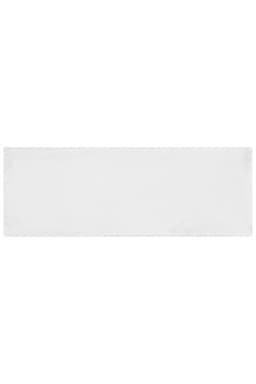 A white running headband featuring a logo, ideal for sports activities.
