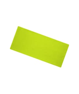 A vibrant lime green headband made of bio cotton, featuring a branded logo.