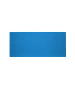 A blue bio cotton headband with a soft texture, featuring an unembellished design and a logo.