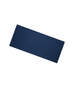 A navy blue headband made from bio cotton, featuring a branding logo.