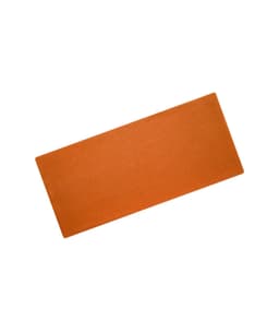An orange Bio Cotton headband displayed flat, featuring a simple design and a logo.