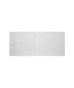 A white bio cotton headband with a simple, minimalist design and a logo.