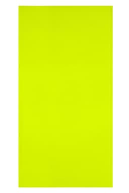 A bright yellow sunshade, rectangular in shape, featuring a logo or branding. Ideal for leisure and outdoor use.