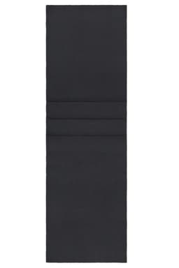 A black fleece scarf with a simple, sleek design. It features three horizontal seams and a branded logo.