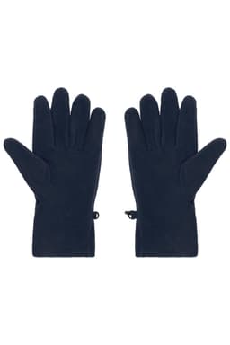 Microfleece gloves in a navy colour, featuring an adjustable wrist strap and a smooth finish.