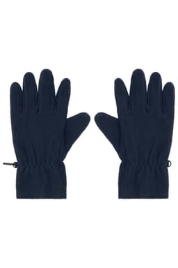 Microfleece gloves in navy blue with an elasticated wrist for a snug fit. The gloves have a smooth finish and a logo.