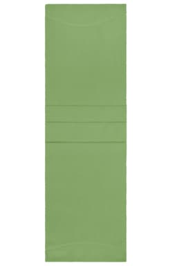 A microfleece scarf in a light green shade, featuring a simple design and smooth texture. It has a logo.