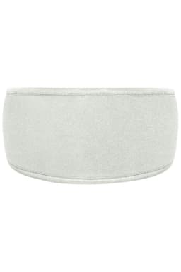 A grey Thinsulate™ headband with a smooth texture and rounded design, featuring a logo.