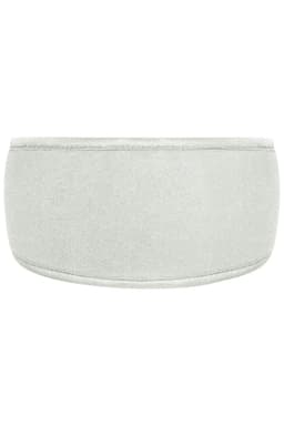 A grey Thinsulate™ headband with a smooth, soft texture and a simple design. It features a logo on one side.