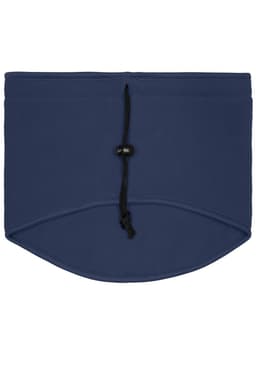 A Thinsulate™ neckwarmer in navy blue, featuring a drawstring closure for adjustable fit. Includes a logo.