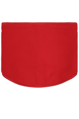 A red Thinsulate™ neckwarmer in a simple, curved design, featuring a branding logo.