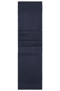 A blue Melange Scarf Basic featuring ribbed ends and a smooth texture, suitable for layering.