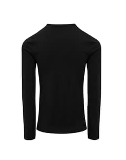 A black long sleeve tee with a roll-sleeve design, featuring a plain back and no visible logos.