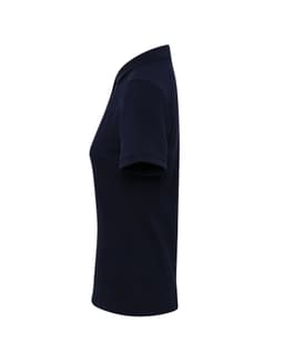 A navy polo shirt with a classic design, featuring short sleeves and a collar. The shirt has a logo on it.