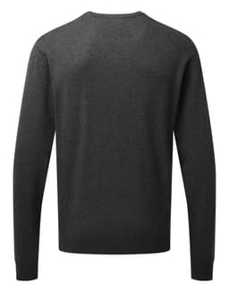 A grey crew neck sweater with long sleeves, featuring a solid design and no visible patterns or embellishments.