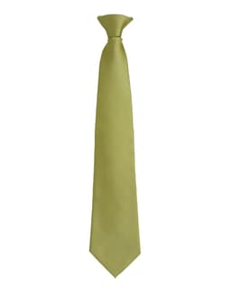 A green tie featuring a sleek design and a pointed tip, complemented by a simple logo.