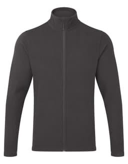 A black zip microfleece jacket with a high collar and long sleeves, featuring a discreet logo.