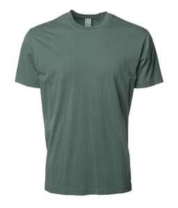 A green Premium Pigment Dye T-Shirt displayed against a plain background, featuring a simple design and branding.