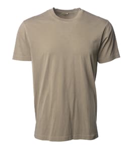 A premium pigment dye t-shirt in a sandy beige colour, featuring a crew neckline and short sleeves.