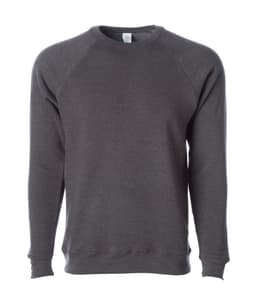 A unisex crew sweatshirt in a dark grey colour with long sleeves and a ribbed neckline. Features a branding logo.