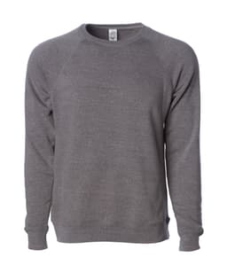 A unisex crew sweatshirt in a dark grey colour, featuring a simple design and a branding label.