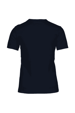 A women's t-shirt in navy blue, featuring a simple, unadorned design with a crew neckline and short sleeves.