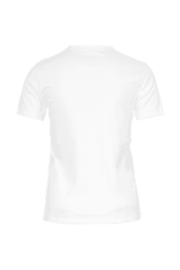 A white short-sleeved women's t-shirt with a plain back. The shirt features a logo.