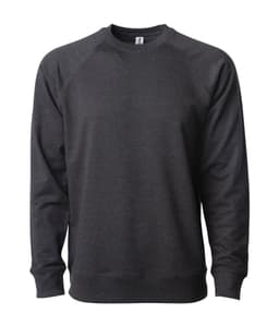 A unisex lightweight loopback terry crew in a dark grey colour, featuring a logo.
