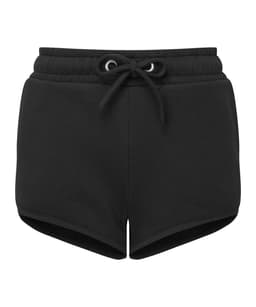 Recycled Retro Jogger Shorts in black with an elastic waistband and drawstring detail. Features a branded logo.