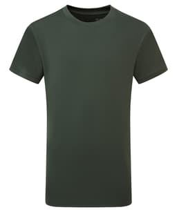 A kids' performance T-shirt in dark green, featuring short sleeves and a classic crew neck design.