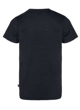 A black men's T-shirt with a plain back and a small logo tag at the bottom.