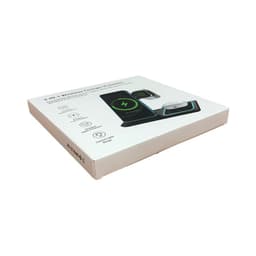 A box for a Camden 15W 3-in-1 fast wireless charger, featuring a black and green design.
