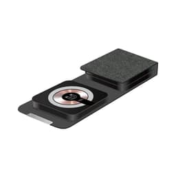 A black and grey Bellevue 3n1 Magnetic 15W Wireless Charger with a textured surface and a logo.