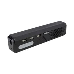 A black omnidirectional speaker phone with multiple USB ports and a speaker grille. It features a logo on the side.
