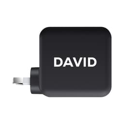 A black 100 Watt GaN quick charger with a plug and a branding logo on the side.