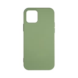 A green TPU iPhone case featuring a smooth finish and a simple design, with a logo on the back.