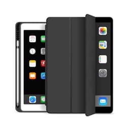A black Rover Folio iPad Case displayed open and closed, featuring a sleek design and a stylus.